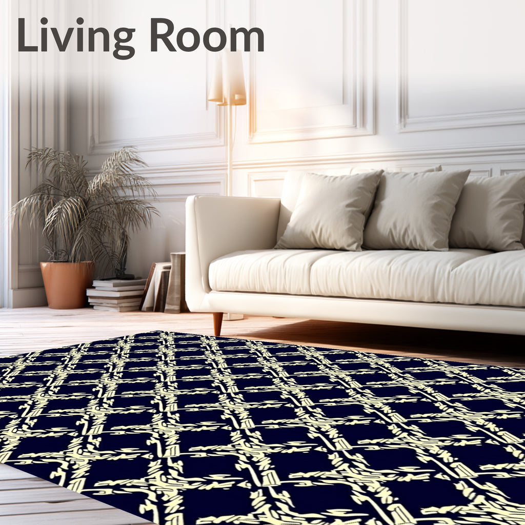 Elegant Cream Lattice Diamond Pattern Rug