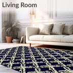 Elegant Cream Lattice Diamond Pattern Rug
