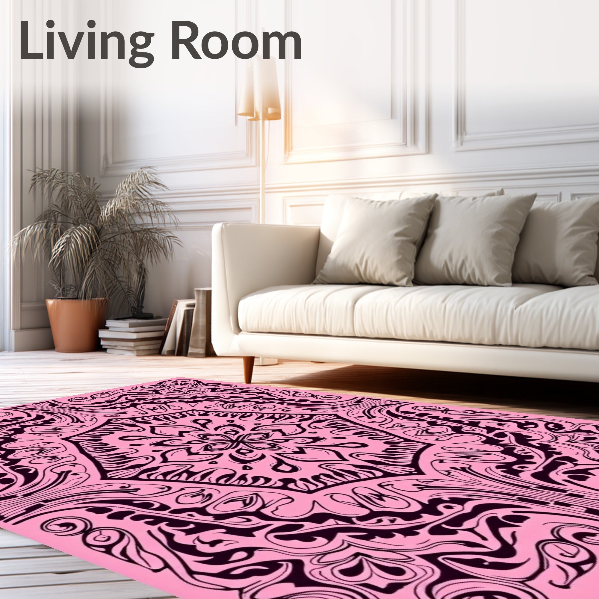 Ornate Swirls Intricate Floral Art Rug