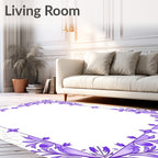 Floral Vine Border Inlaid With Lilies Rug