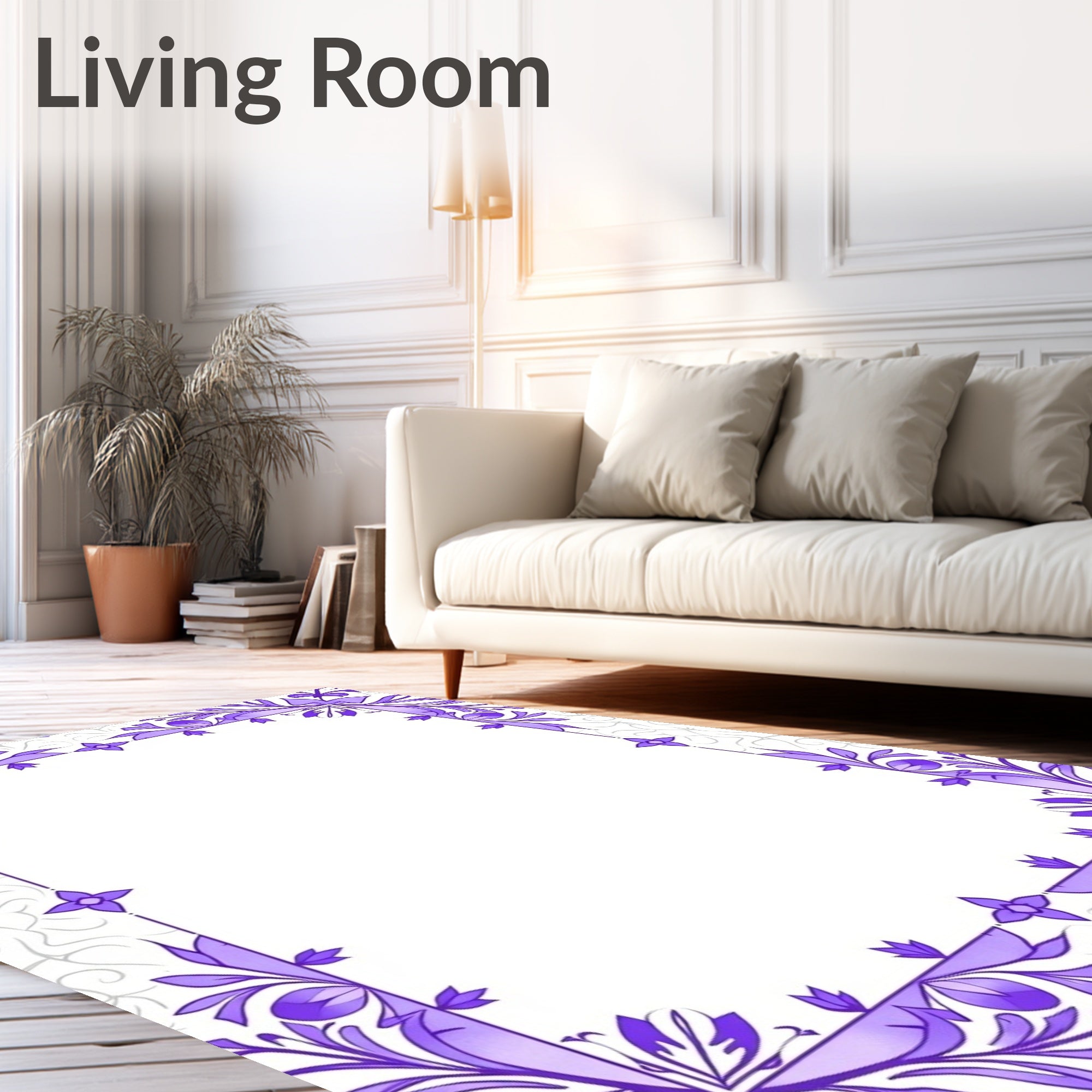 Floral Vine Border Inlaid With Lilies Rug