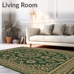 Green Gold Floral Medallion Rug