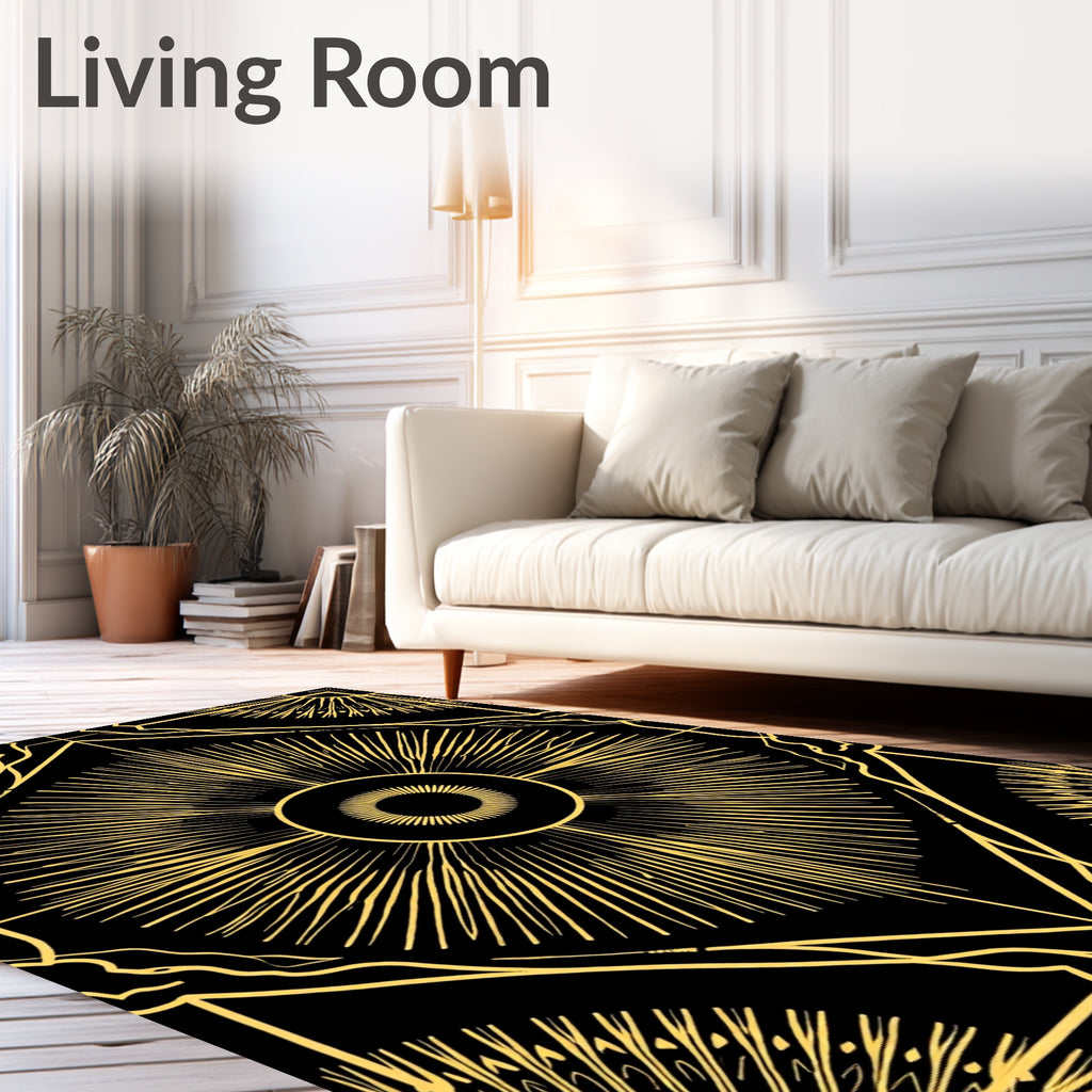 Art Deco Sunburst Geometric Pattern Rug