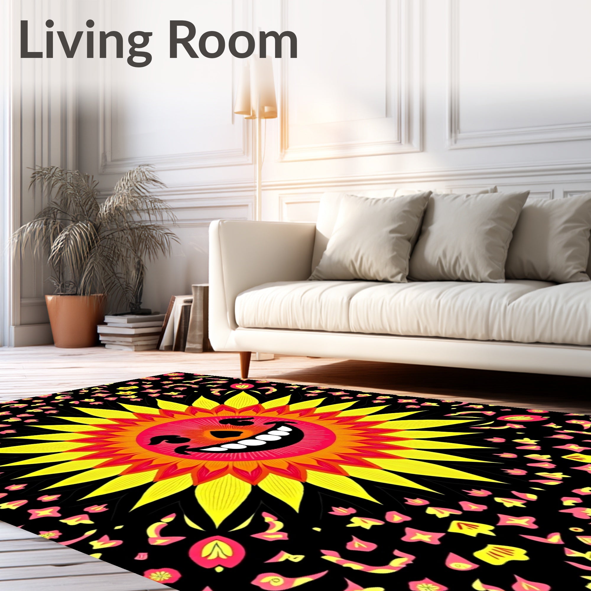 Happy Sun Floral Pattern Design Rug