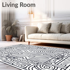 Abstract Maze Scroll Pattern Rug