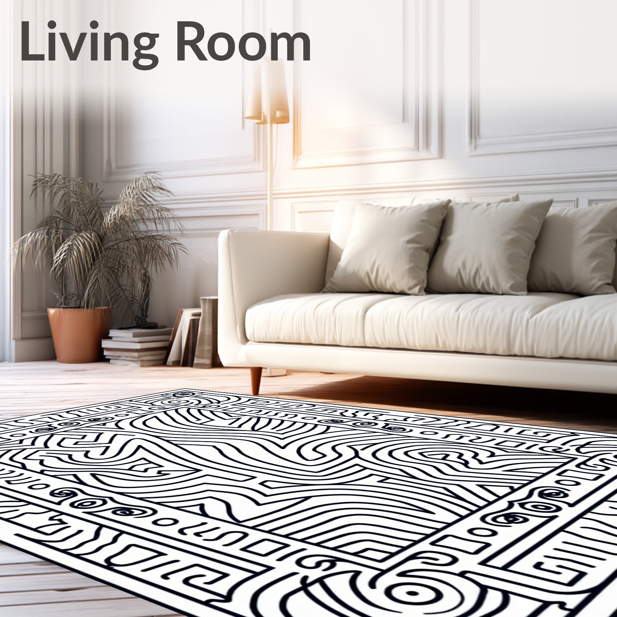 Abstract Maze Scroll Pattern Rug