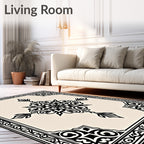 Black White Intricate Mandala Design Rug