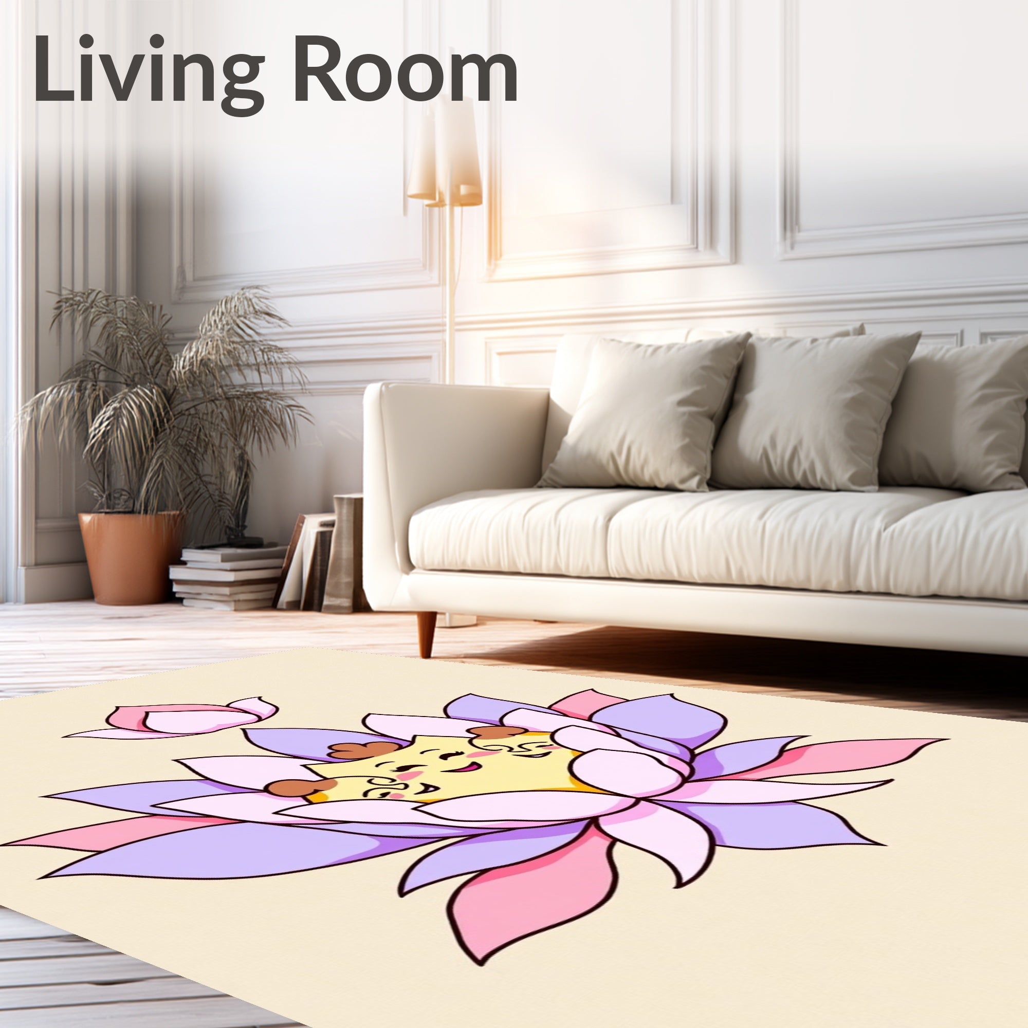 Cute Lotus Flower Pattern Rug