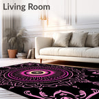 Vibrant Pink Yellow Radial Pattern Rug
