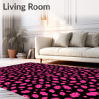 Bold Pink Leaf Pattern Rug