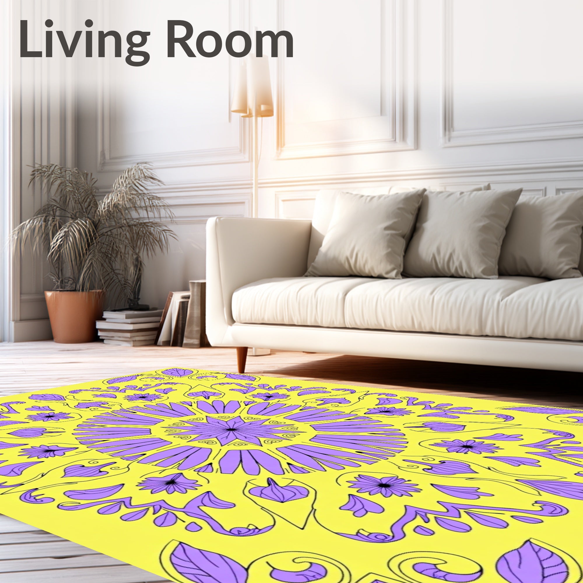 Floral Mandala Patterned Garden Rug