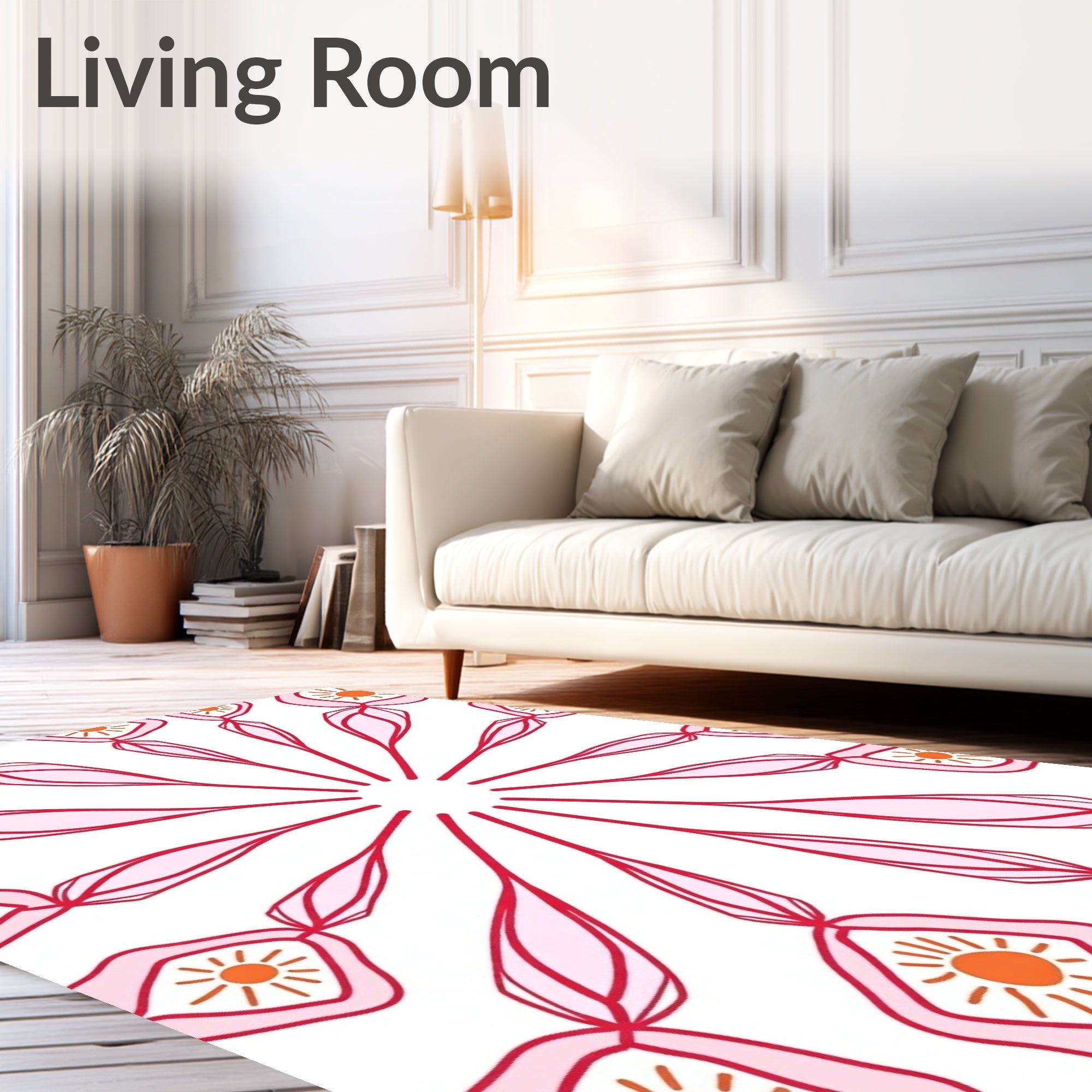 Radiant Sunburst Floral Pattern Rug