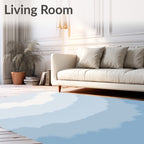 Abstract Sky Blue Gradient Waves Rug
