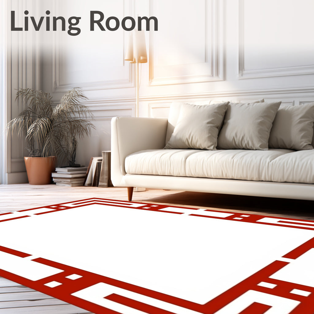 Strong Red Abstract Geometric Pattern Rug