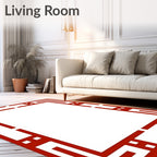 Strong Red Abstract Geometric Pattern Rug