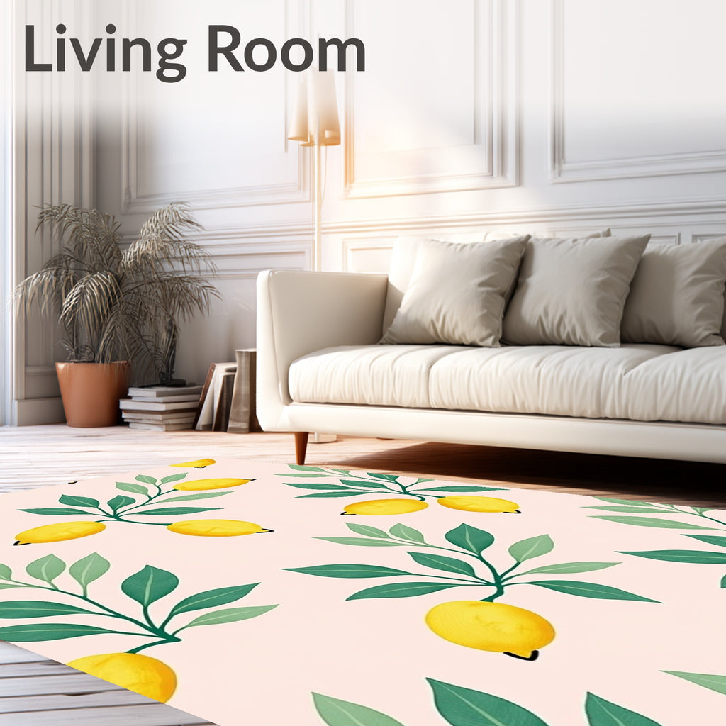Lemon Branch Pattern Garden Rug