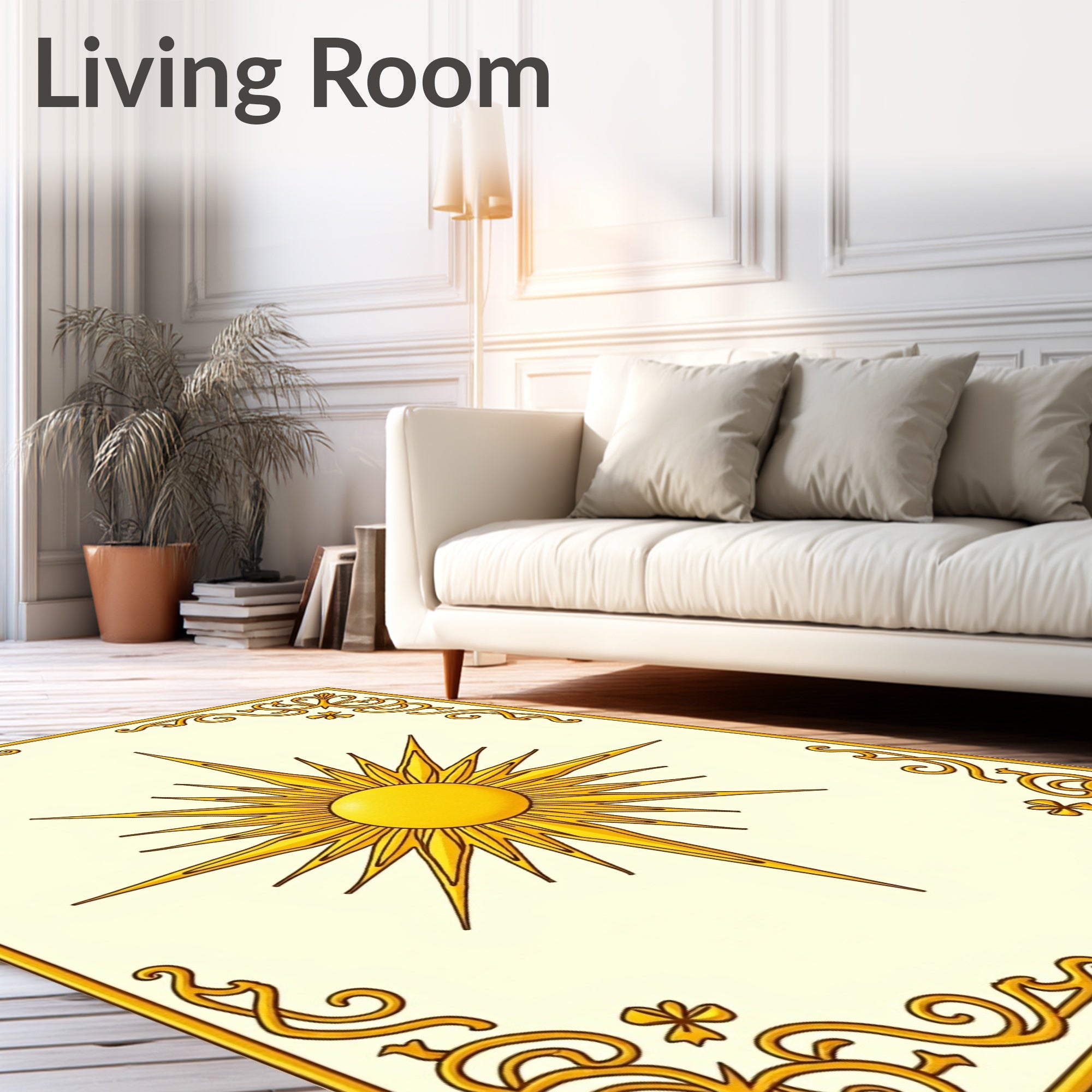 Radiant Sun Celestial Border Design Rug