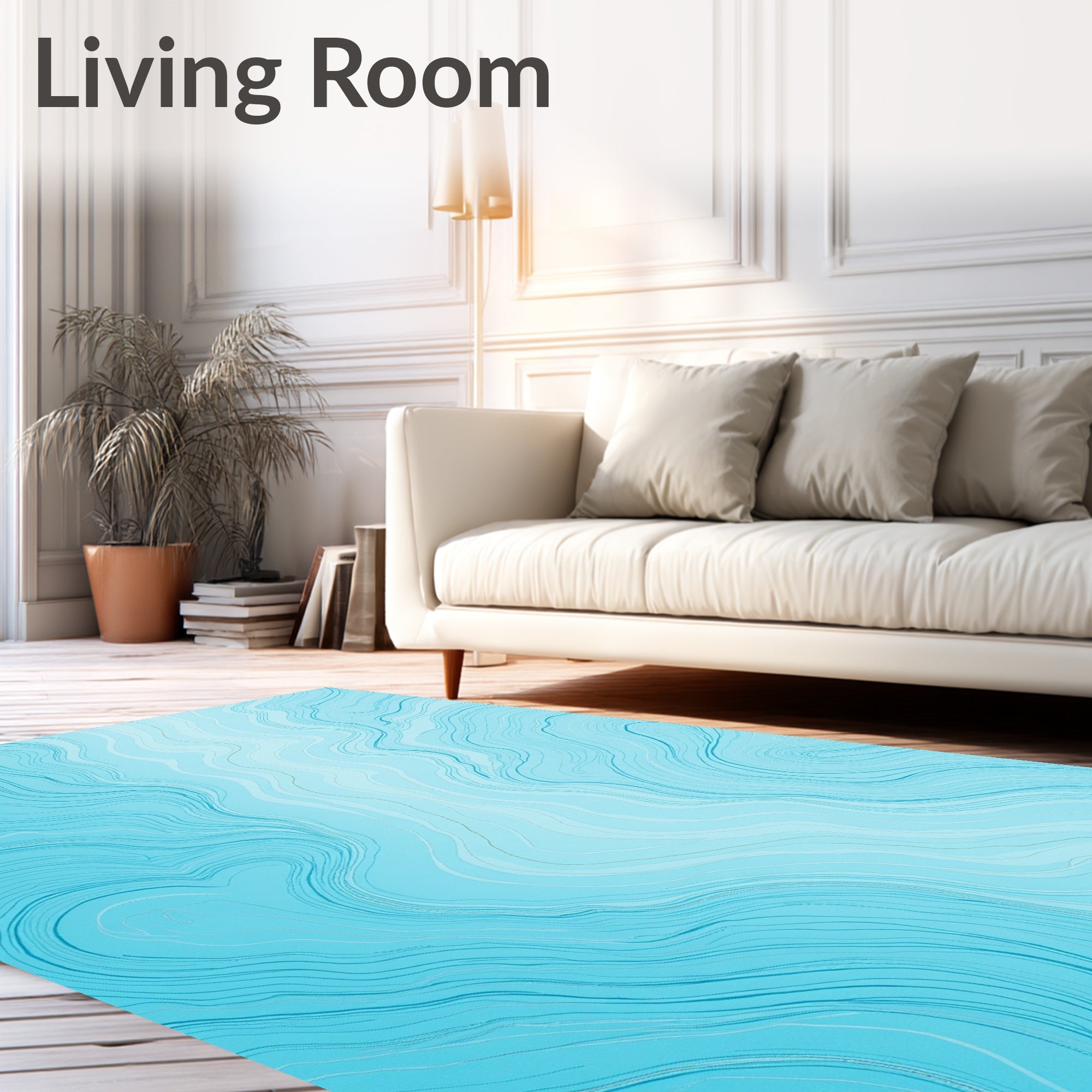 Oceanic Wavy Style Lines Rug