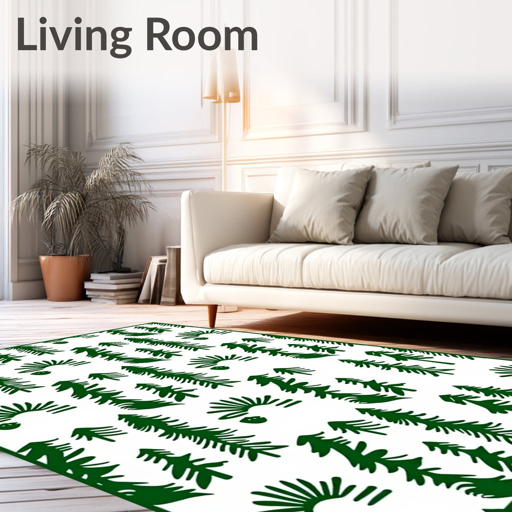 Forest Green Evergreen Tree Silhouette Rug