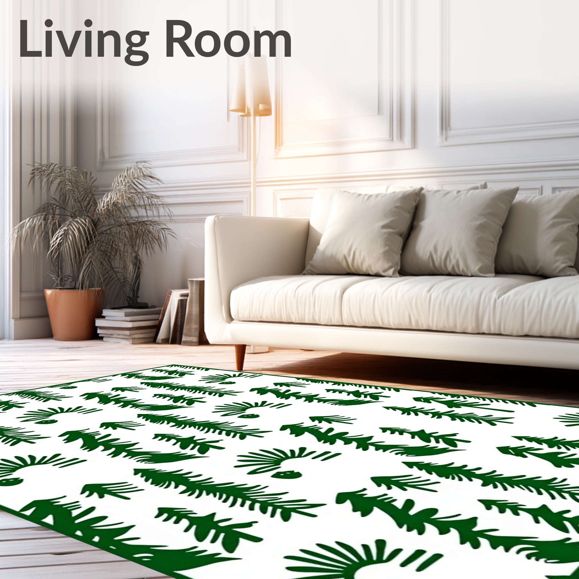Forest Green Evergreen Tree Silhouette Rug
