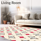Vintage Floral Diamond Pattern Rug