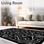 Mono White Floral Mandala Design Rug