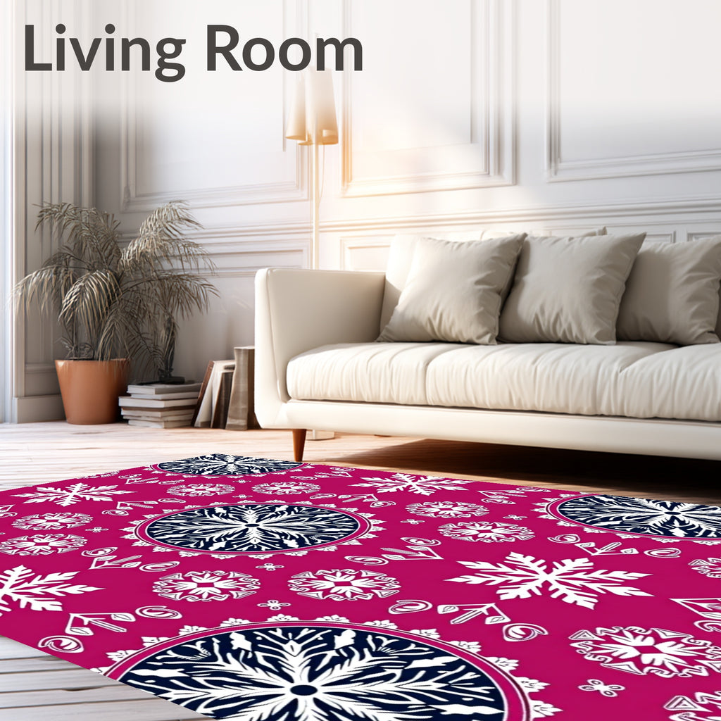 Crimson Mandala Snowflake Medallion Rug