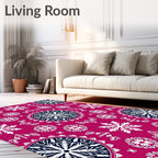 Crimson Mandala Snowflake Medallion Rug