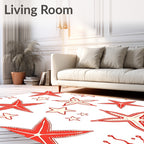 Red Starfish Scattered Pattern Rug