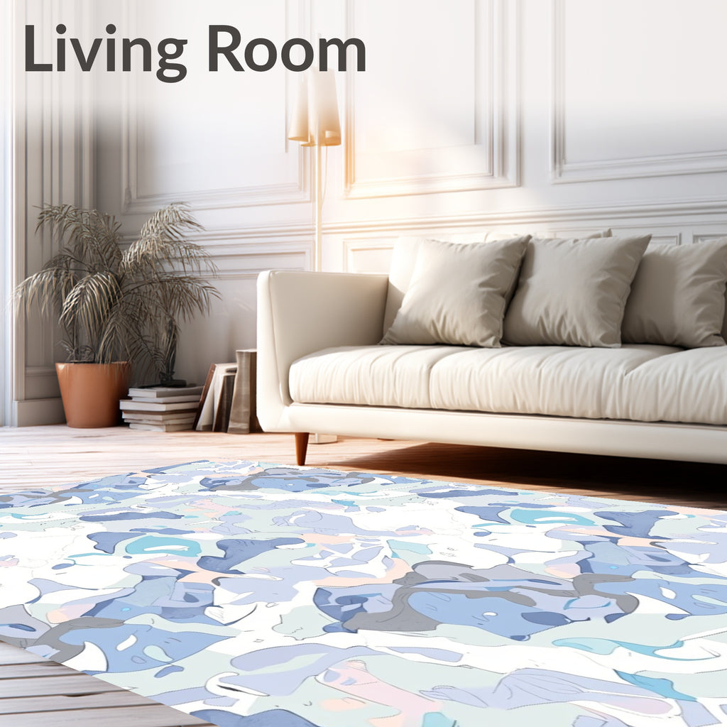 Abstract Blended Cool Tone Pattern Rug