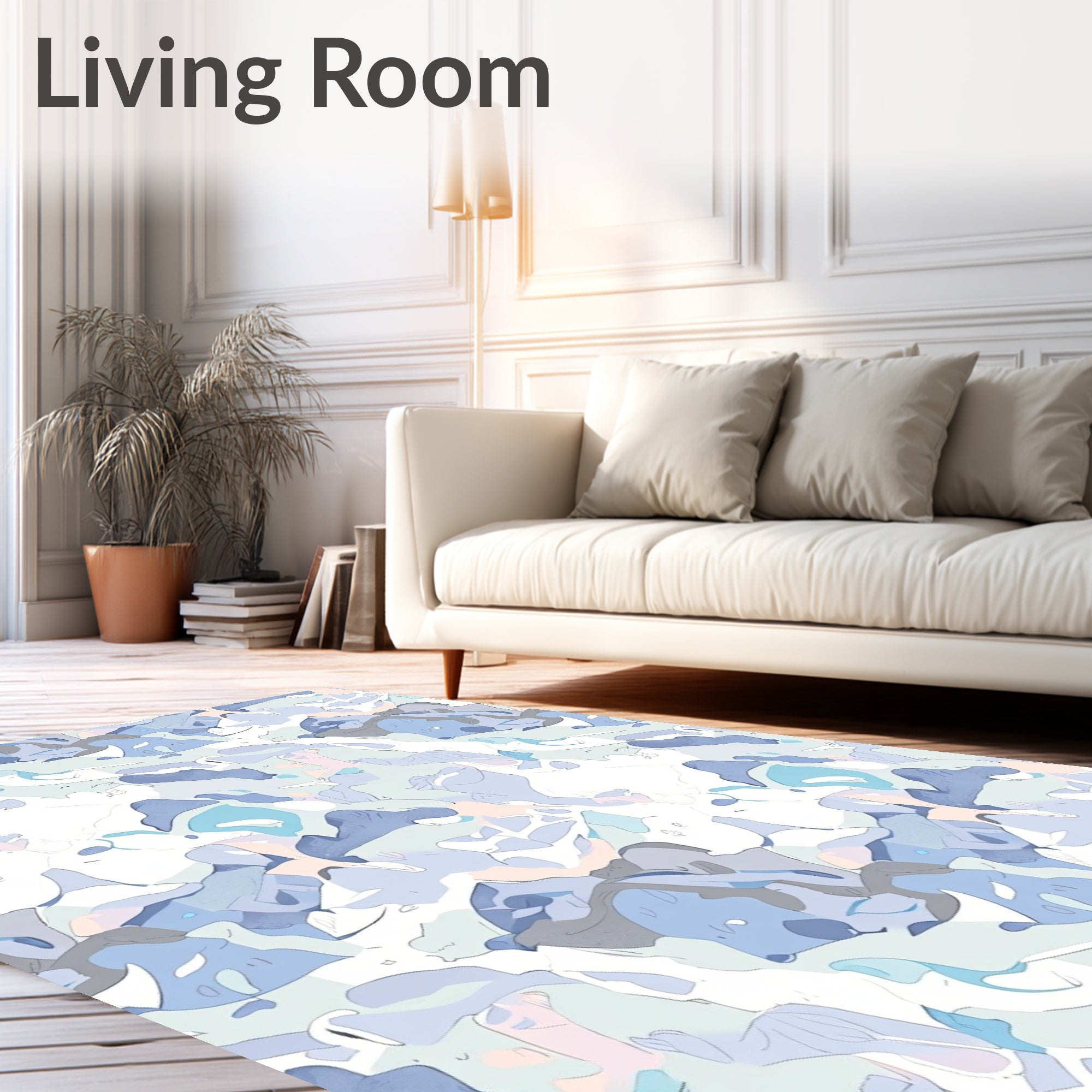 Abstract Blended Cool Tone Pattern Rug