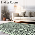 Intricate Floral Scrollwork Art Nouveau Rug