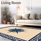 Ornate Blue Starburst Trellis Rug