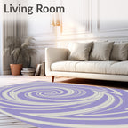 Lavender White Swirl Pattern Rug