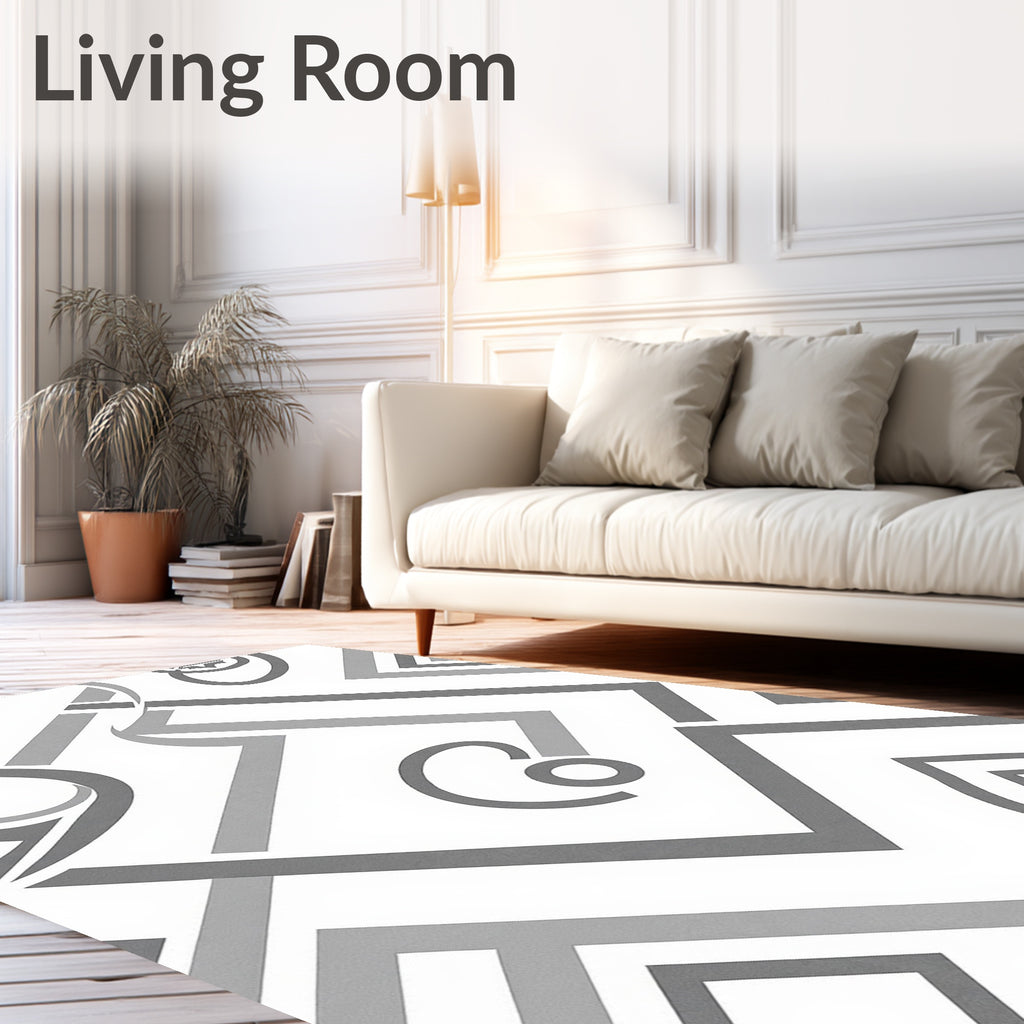 Abstract Geometric Line Art Pattern Rug