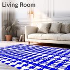 Bold Blue Geometric Plaid Rug