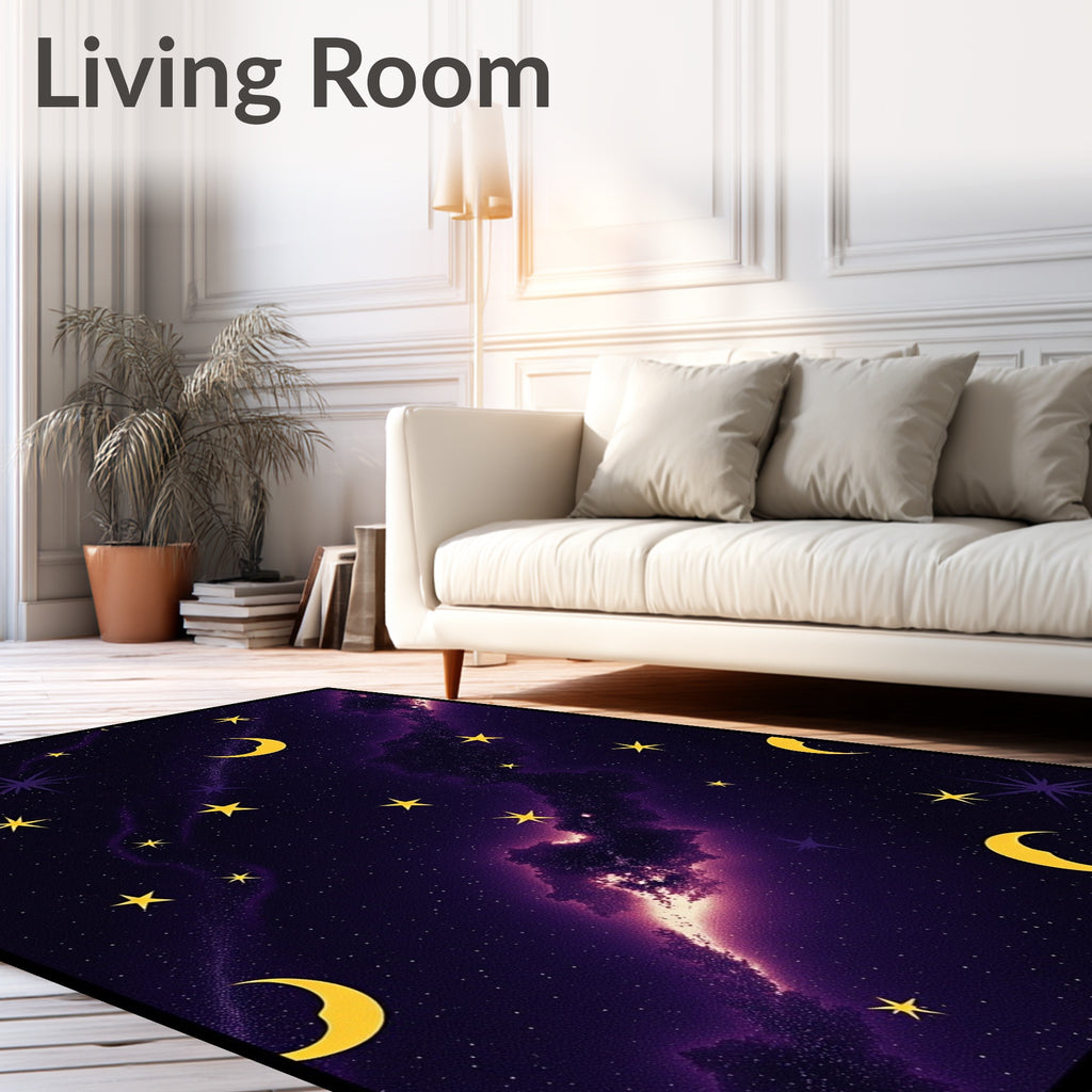 Celestial Moon Star Deep Space Pattern Rug