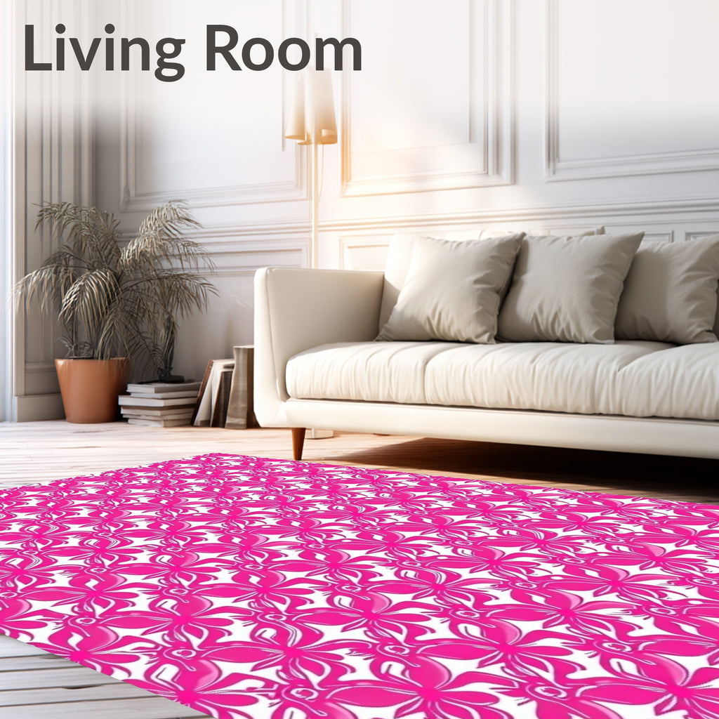 Pink Floral Inspired Repeating Pattern Rug