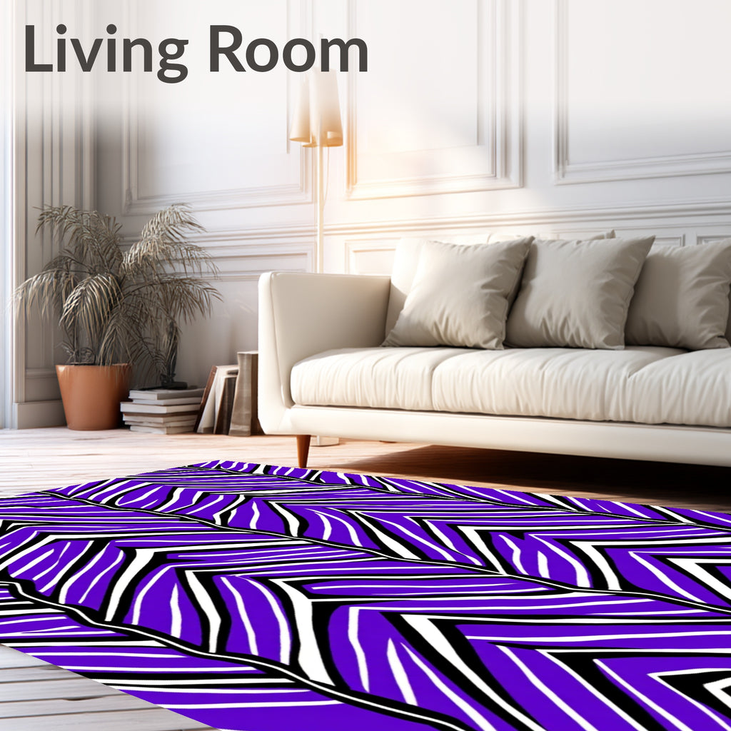 Bold Purple White Chevron Pattern Rug