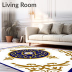 Classic Blue Gold Medallion Scroll Rug