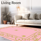 Elegant Gold Filigree Star Patterned Rug