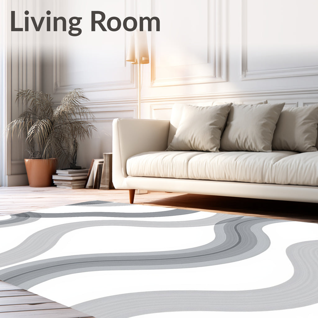 Subtle Grey Wavy Strokes Design Rug
