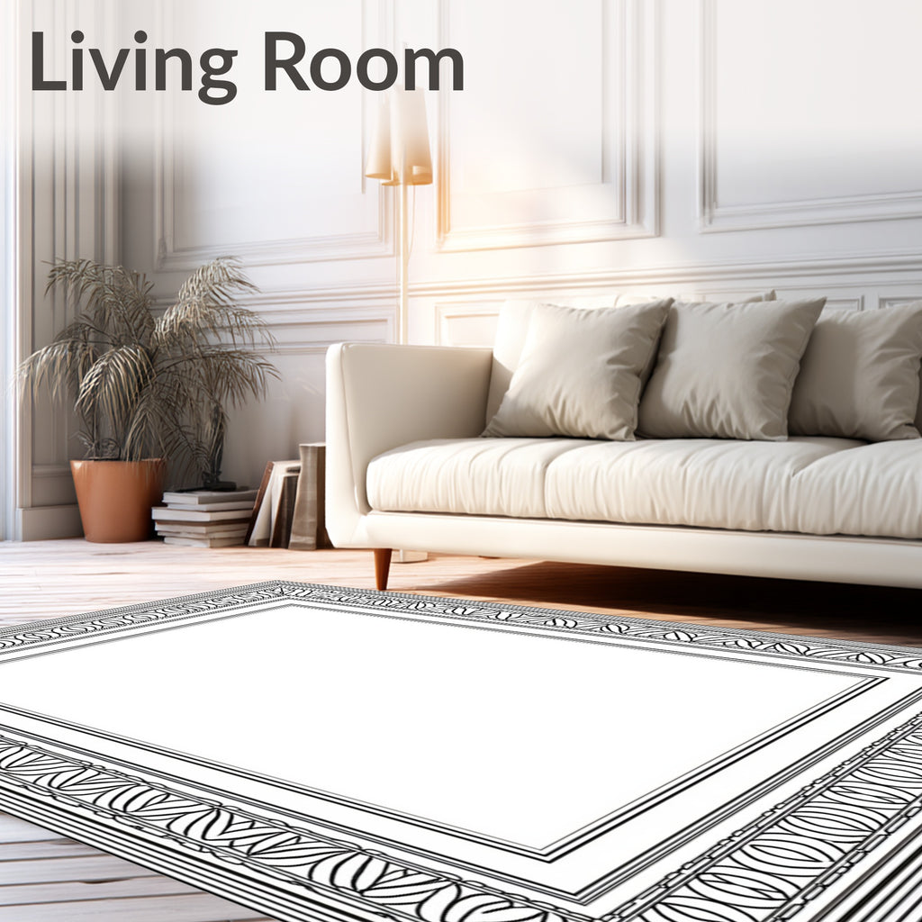 Ornate Geometric Border Design Rug
