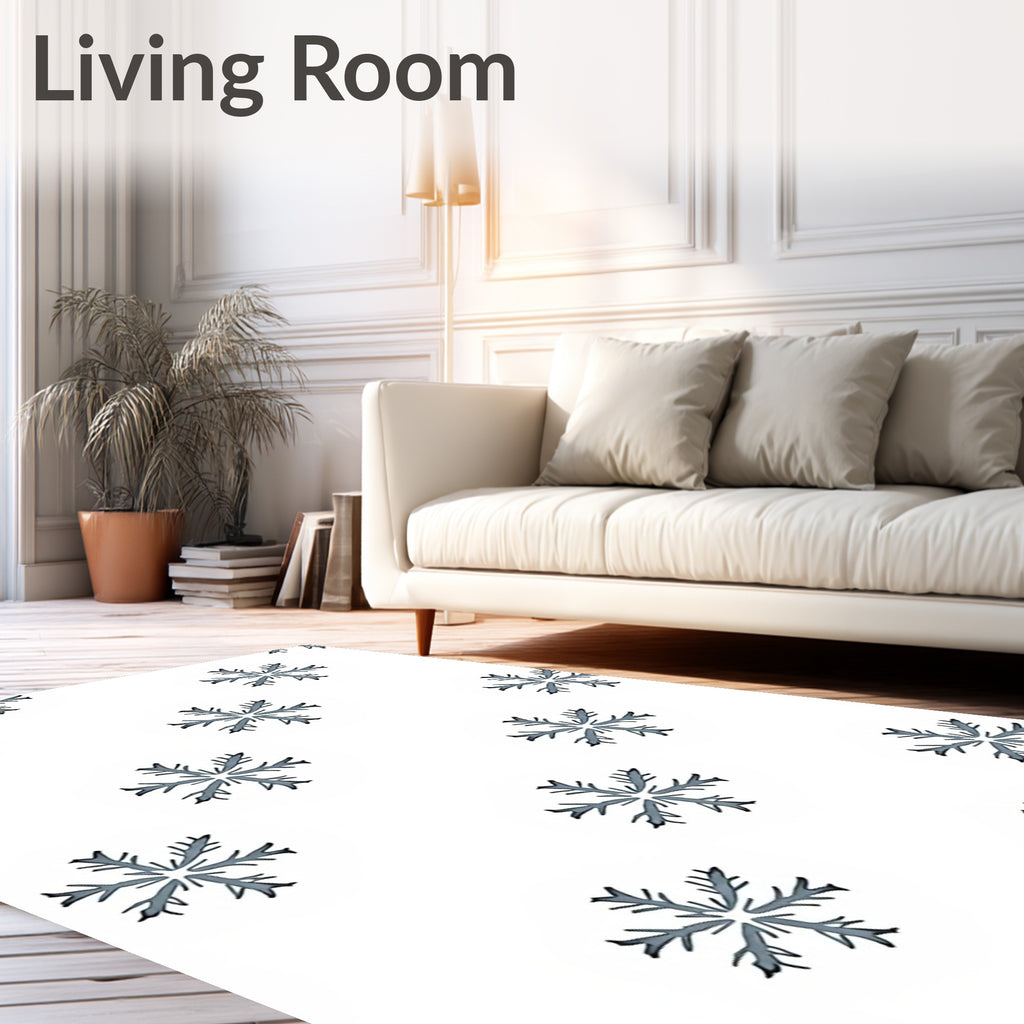Gray Snowflake Scatter Holiday Rug