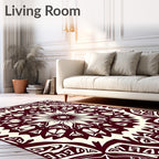 Intricate Maroon Floral Mandala Design Rug