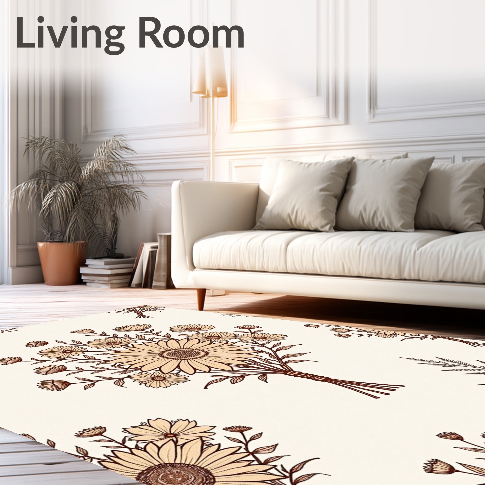 Delicate Floral Bouquet Pattern Rug