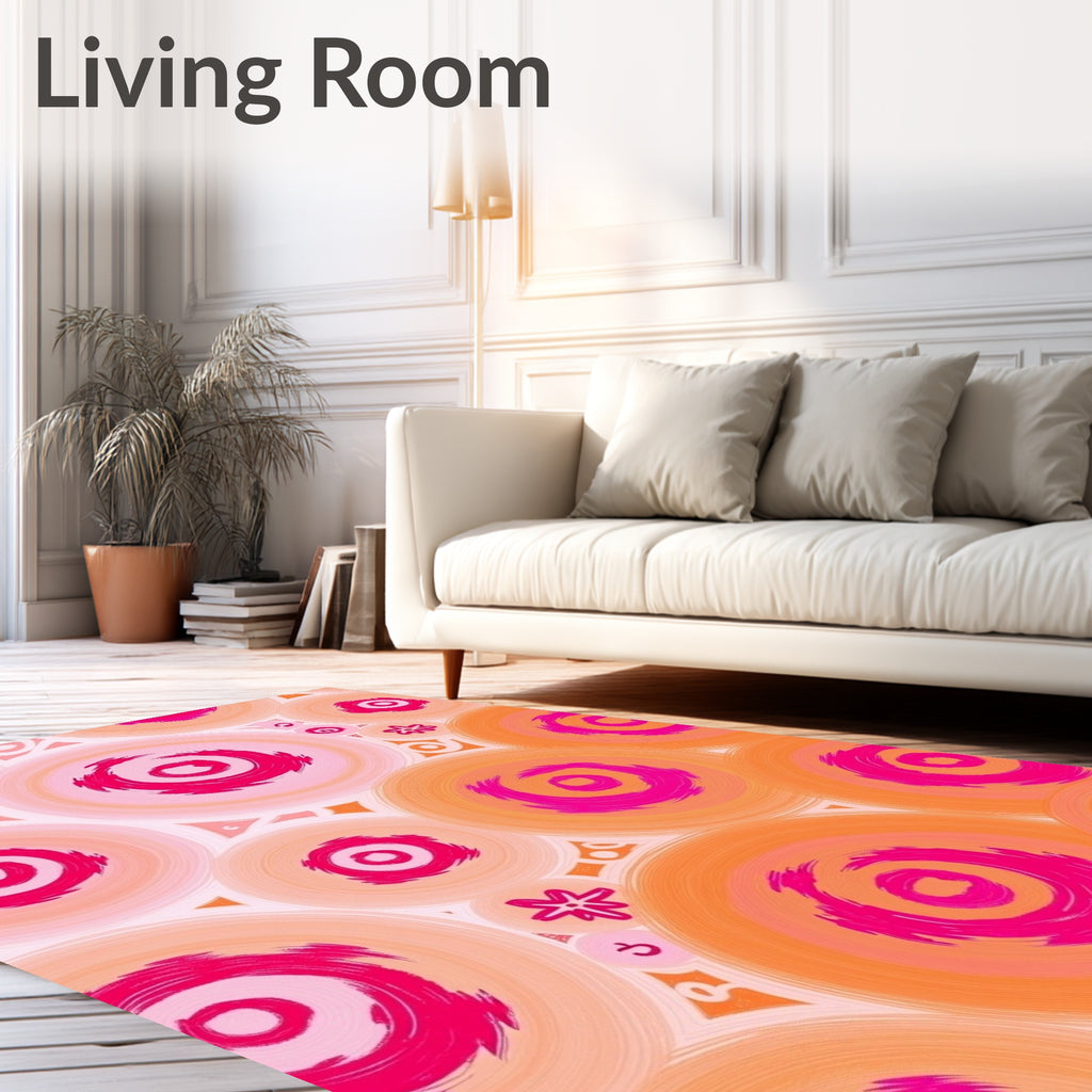 Pink Orange Target Circles Rug