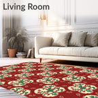 Retro Floral Pattern Red Rug