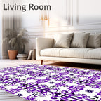 Intricate Purple Floral Stripe Pattern Rug