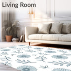 Light Blue Floral Leaf Pattern Rug